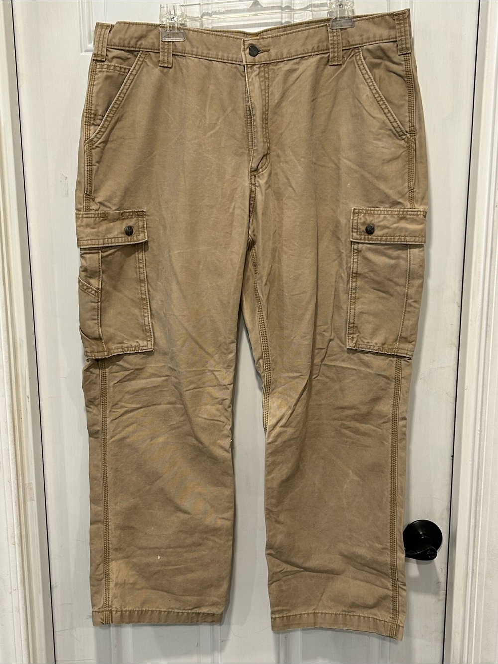 Carhartt Rugged Relaxed Fit Cargo Pants Khaki Cotton Workwear Outdoor 40X30”